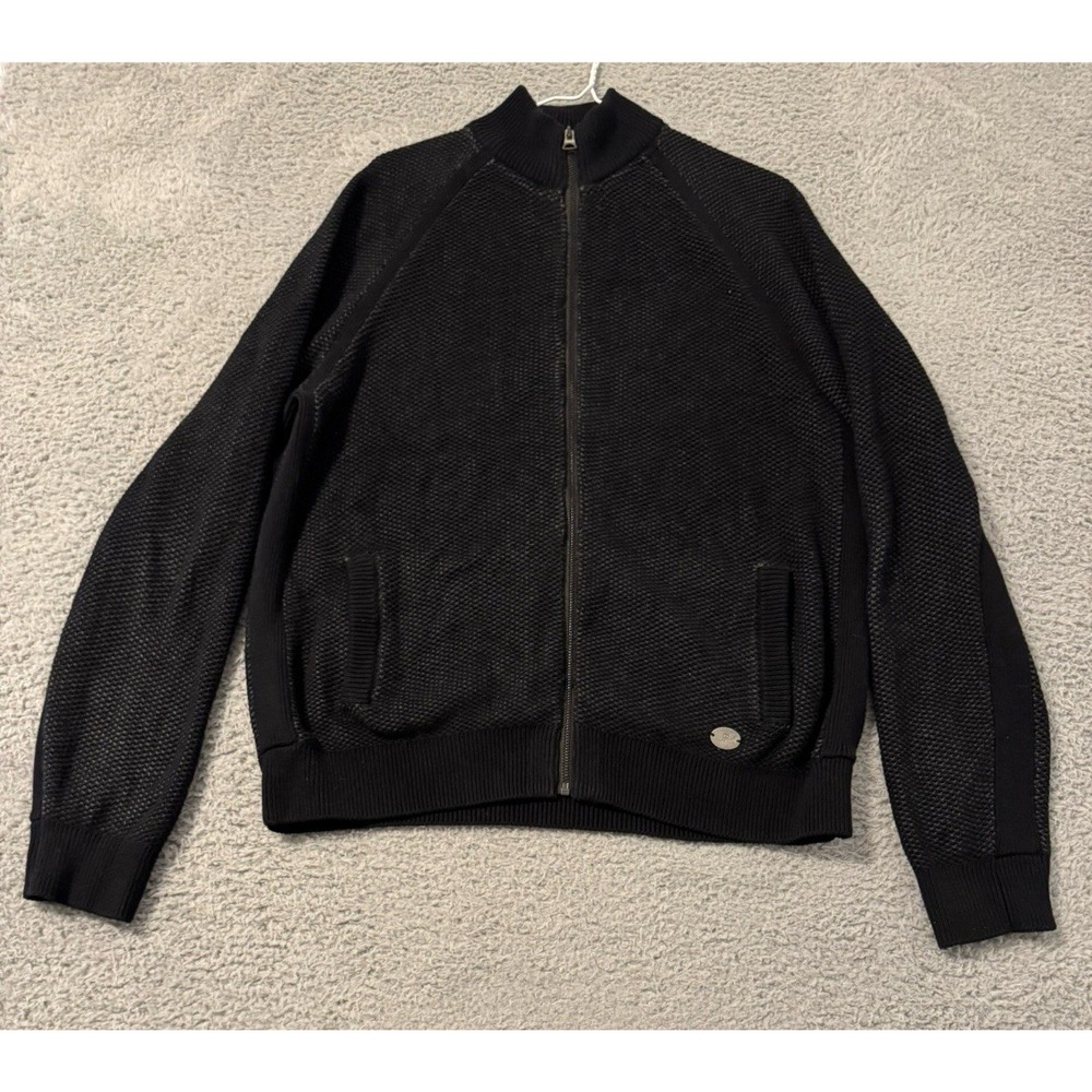 Lucky Brand Jacket Mens Large Black Label Knit‎ Full Zip